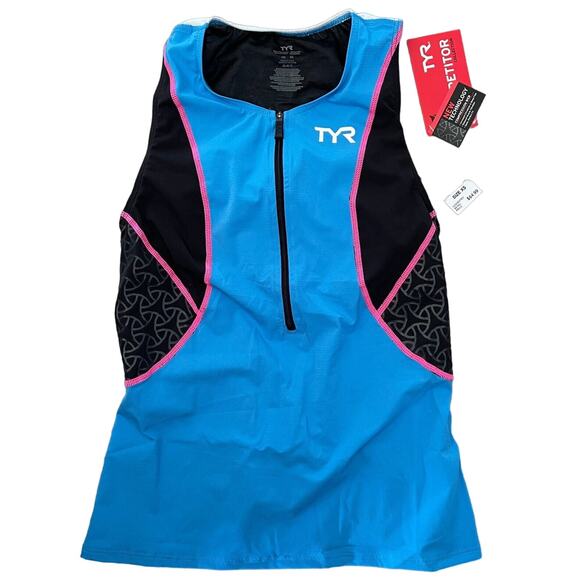 TYR Competitor Womens LOOSE Tri Singlet with Bra Top Blue Black Size XS - $65 - Picture 2 of 10